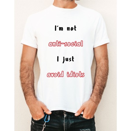White t-shirt with "I'm not anti-social" print