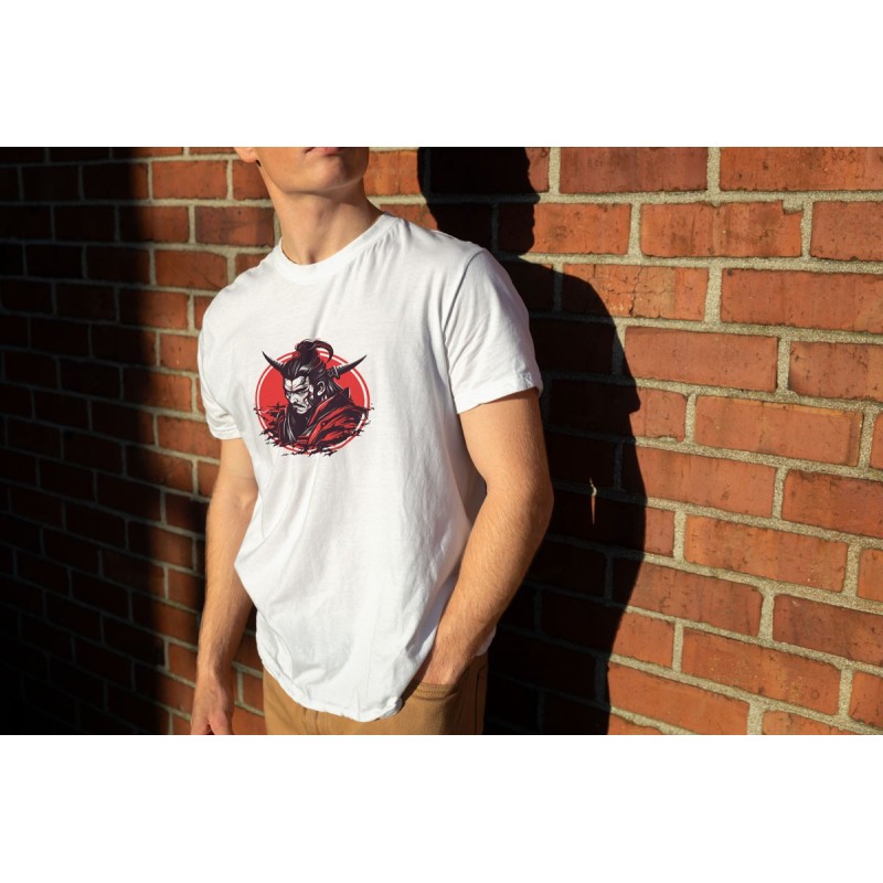 White t-shirt with samurai warrior