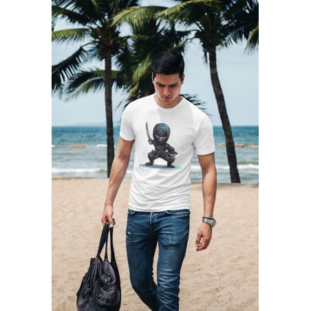 White t-shirt with ninjia print