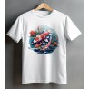White t-shirt with koi fish