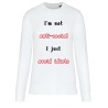 White crewneck sweatshirt with "I'm not anti-social" print