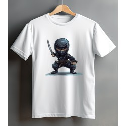 White t-shirt with ninjia print
