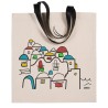 shopper canvas con manico in similpelle con ricamo a 5 colori