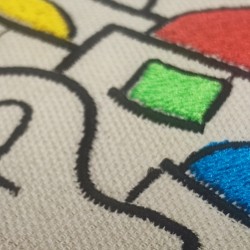 shopper canvas con manico in similpelle con ricamo a 5 colori